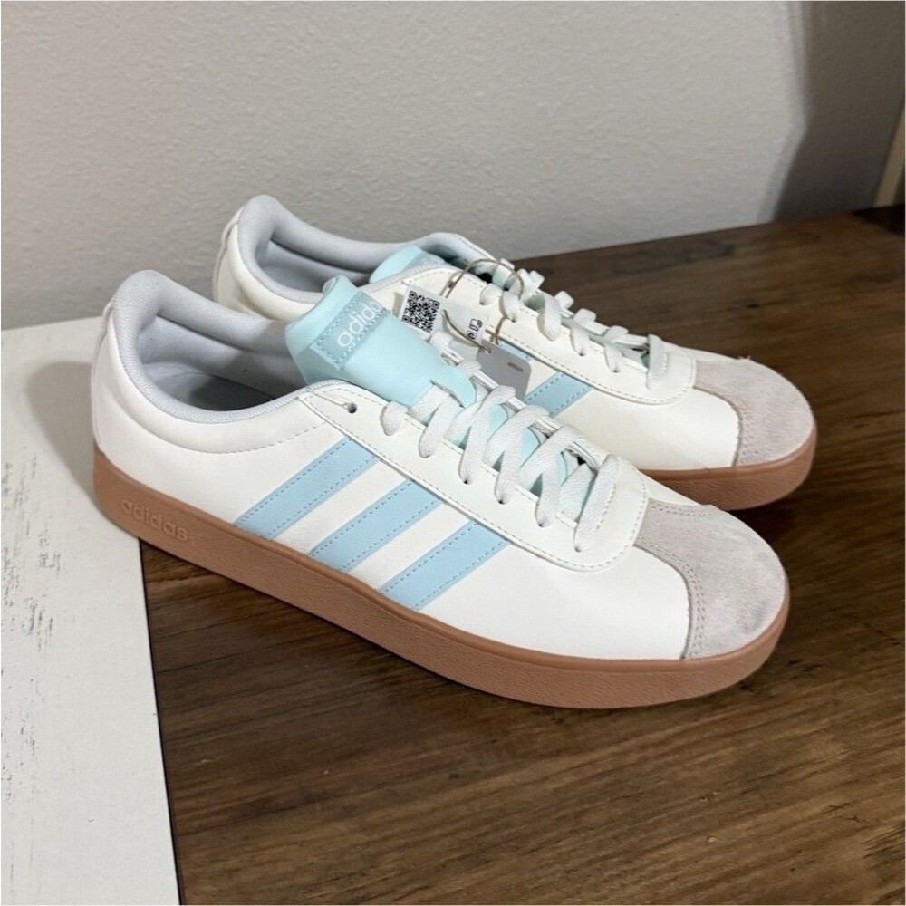adidas VL Court Base Women’s Low Top Lace-Up Leather Gum Sole JI1767